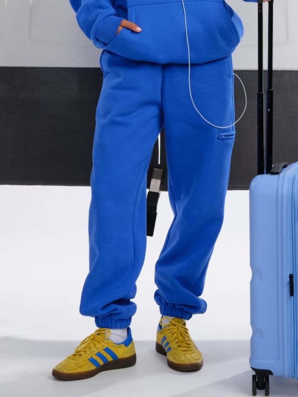 COMFRT Airplane Mode Travel Joggers Royal Blue Fleece Pants